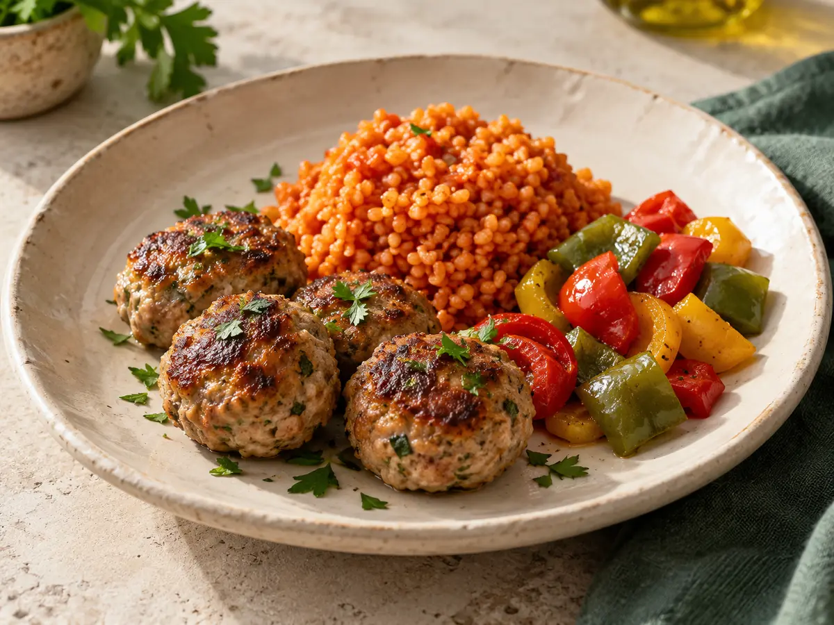 Hindi köfteli bulgur pilavı için temsili sunum görseli