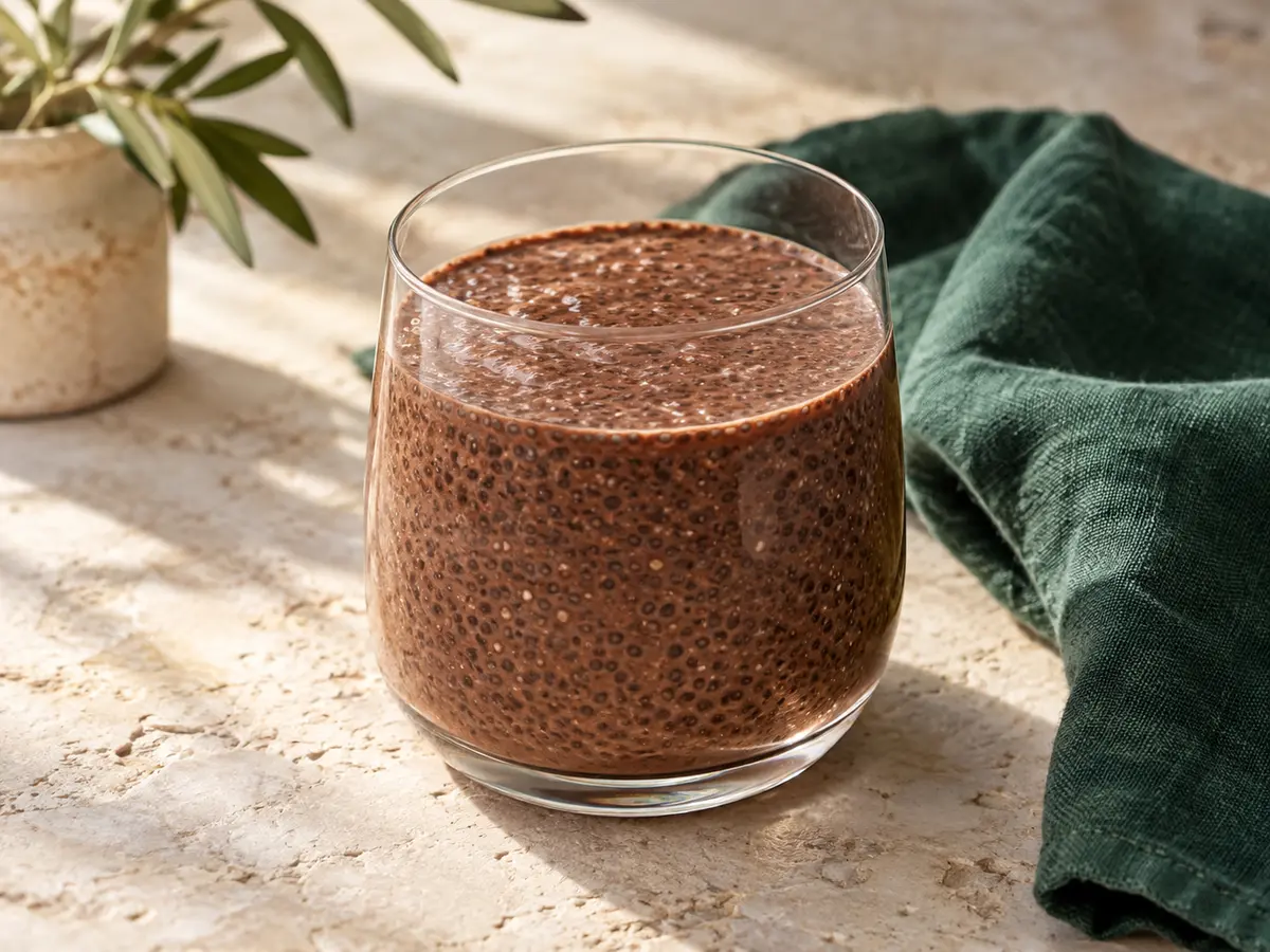 Kakaolu chia puding için temsili sunum görseli