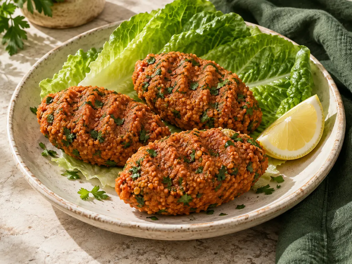 Bol yeşillikli mercimek köftesi için temsili sunum görseli
