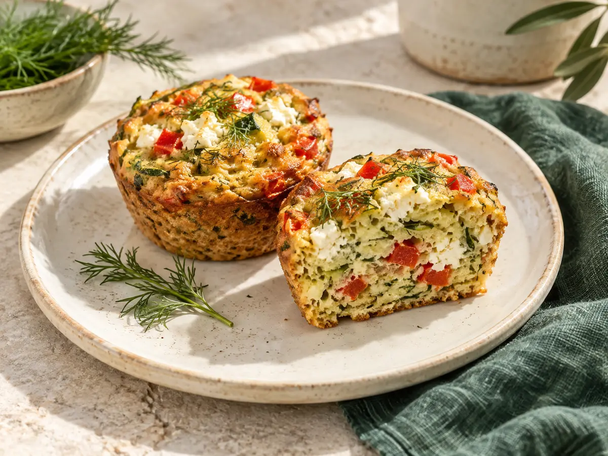 Peynirli mini sebze muffin için temsili sunum görseli