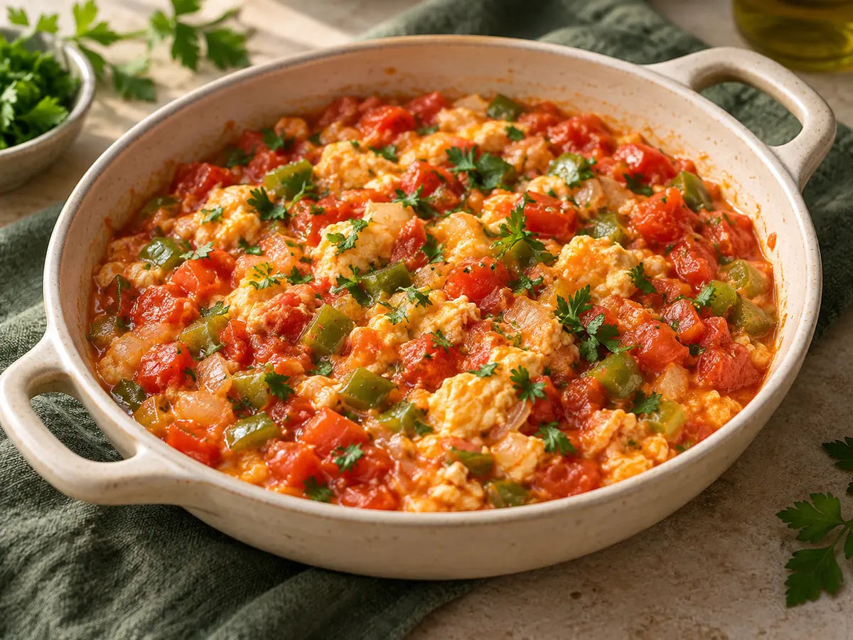 Sebzeli menemen için temsili sunum görseli